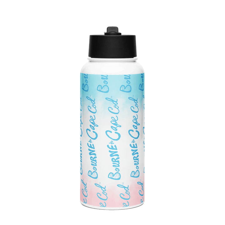 BOURNE to Cape Cod™ | Blue Logo Vertical Repeat | Stainless Steel Water Bottle | Iconic Pink, White & Blue product image (1)