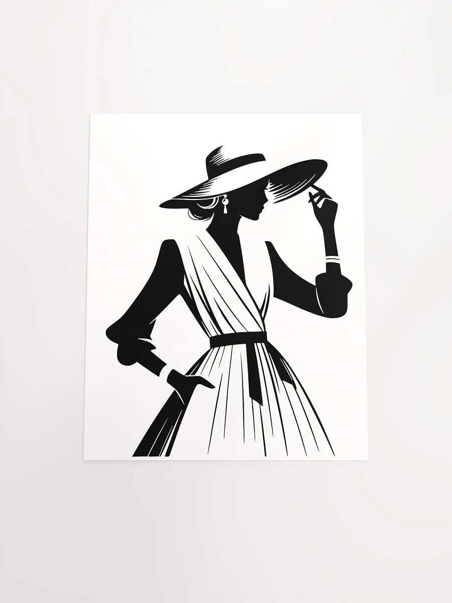 Elegant Church Lady – Black & White Vector Art (Premium Matte Poster) product image (16)