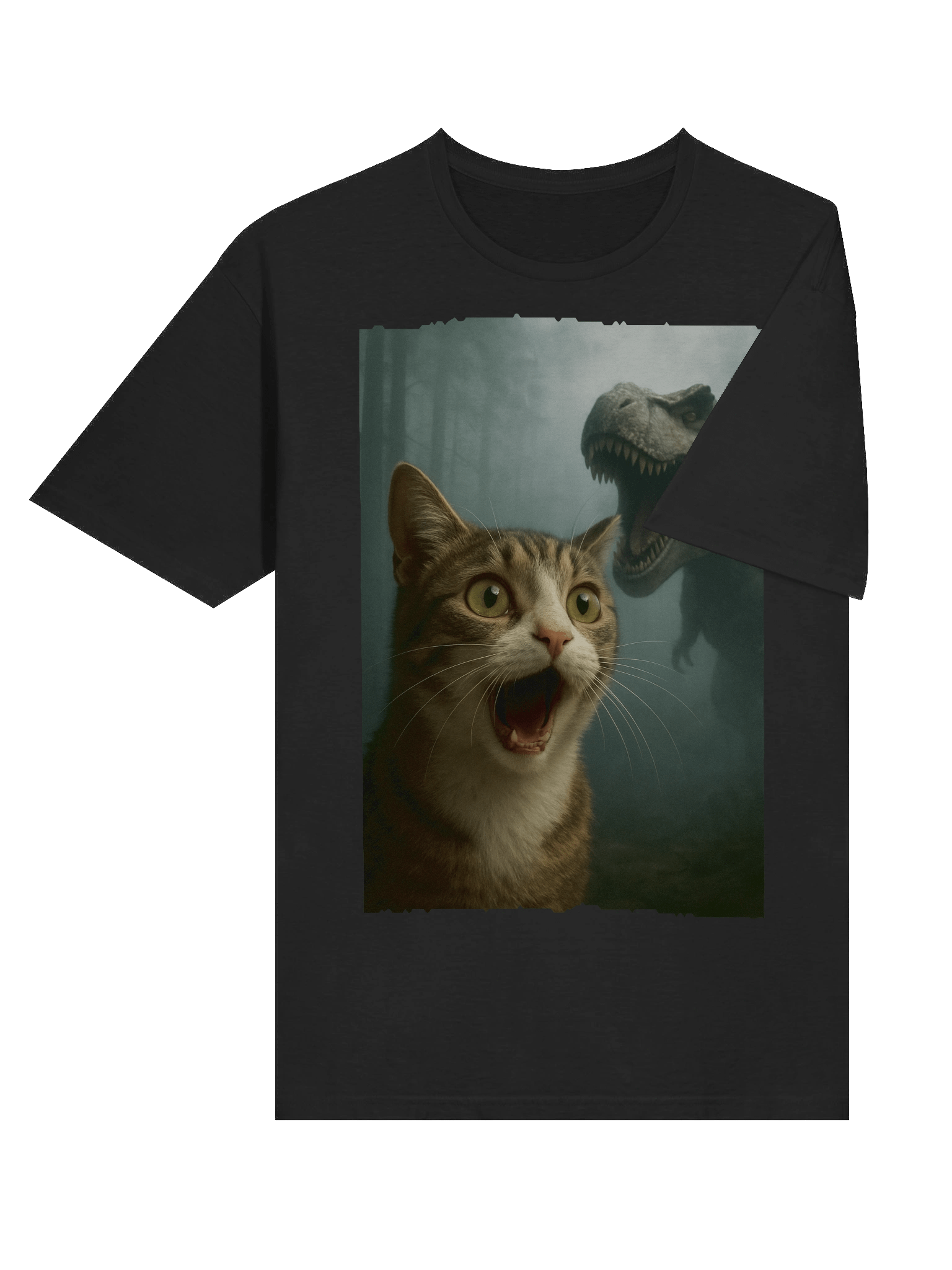 Surprised Cat And T-Rex T-Shirt product image (6)