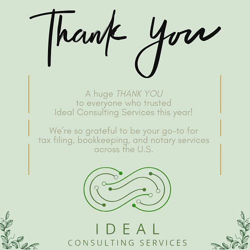 That’s a Wrap on Tax Season 2025!
A huge THANK YOU to everyone who trusted Ideal Consulting Services this year! We’re so grat...