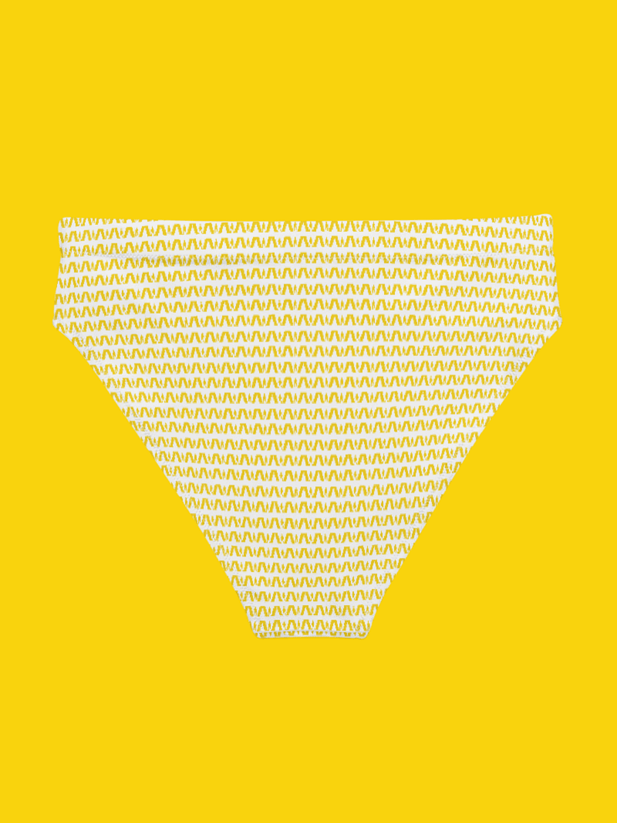 All-Over Print Recycled High Waisted Bikini Bottom, White | WIL Style product image (6)