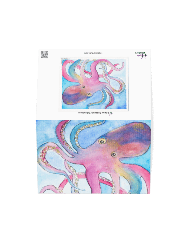 Rainbow Octopus Blank Card product image (2)