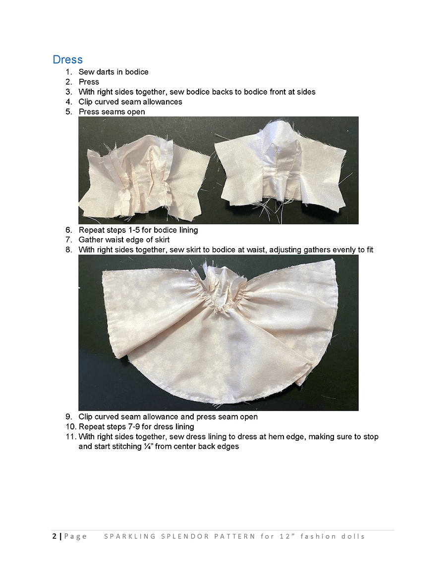 Sparkling Splendor sewing pattern for 12" fashion dolls product image (3)