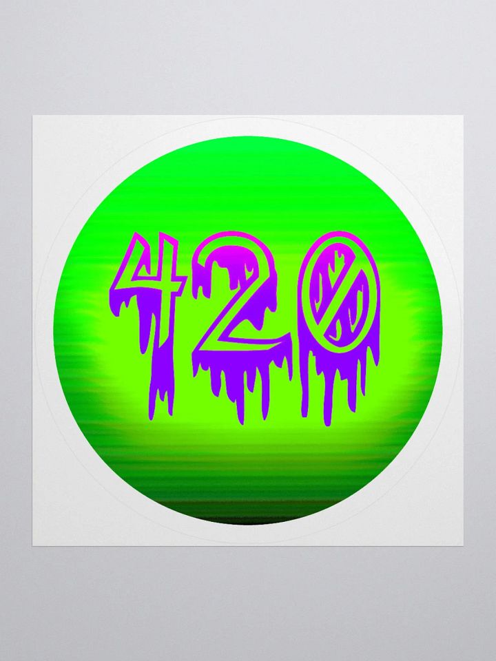 Happy 420 Horror Stoner Sticker, Lime Green Purple Dripping Creepy Weed Art product image (1)