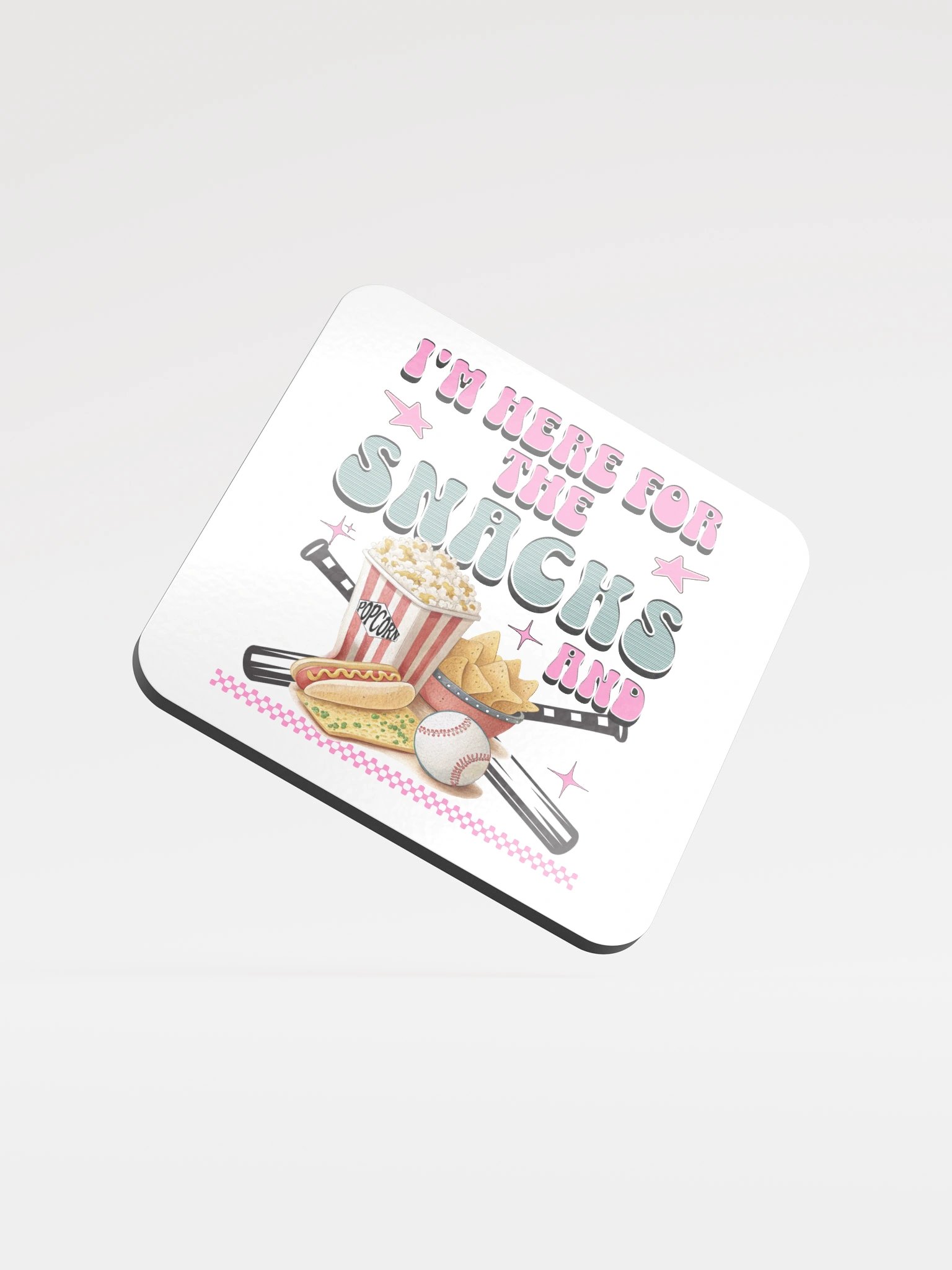 Im Here For The Snacks And Baseball Glossed Cork Coaster product image (2)