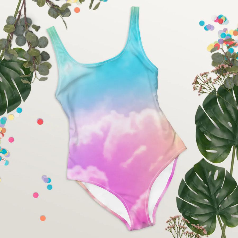 Blur Cloud Rainbow Design one piece Swimsuit - V7 product image (8)