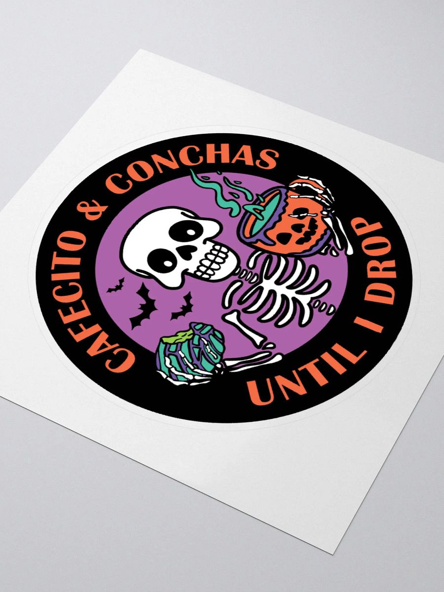 Cafecito and Conchas Halloween Skeleton Ghost Circle Sticker product image (3)