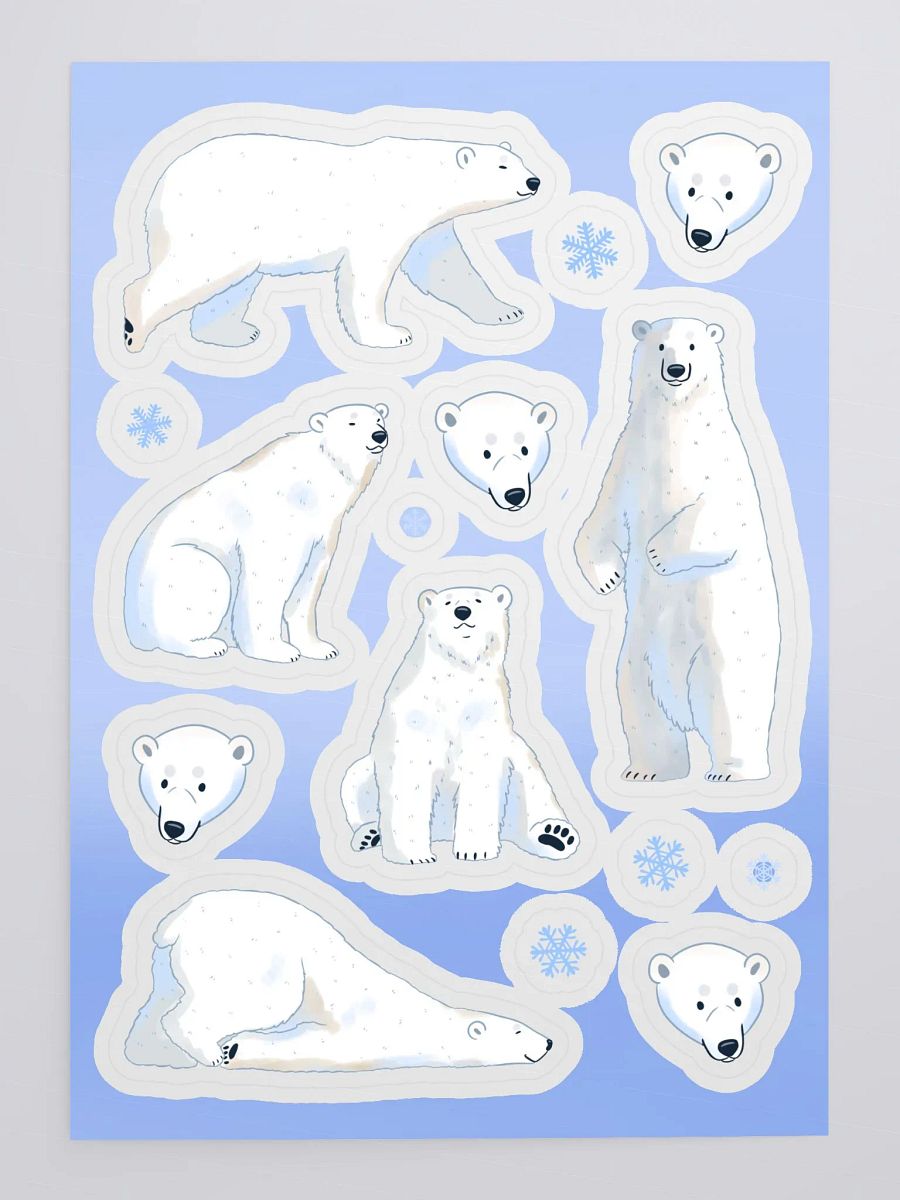 Polar Bears Kiss Cut Sticker Sheet product image (4)