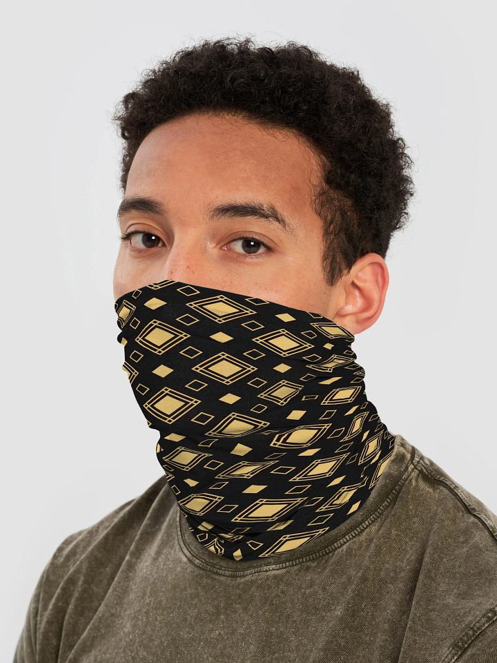 Gold squares on black Neck Gaiter product image (2)