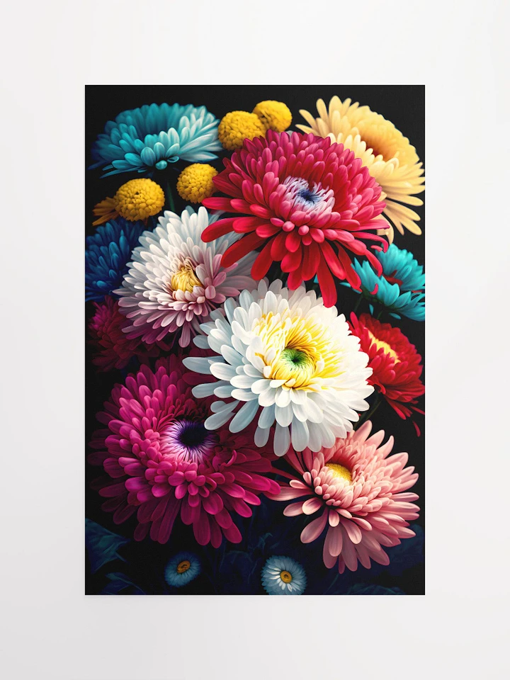 Rainbow Chrysanthemum Array - Exquisite Floral Bouquet Art Print Matte Poster product image (2)
