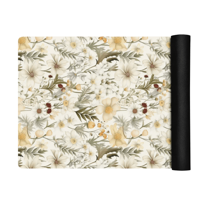 White Floral Yoga Mat by Treasure Pie product image (2)