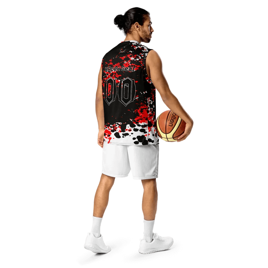 Recycled Unisex Basketball Jersey - Black HApex Gear Black Logo product image (12)