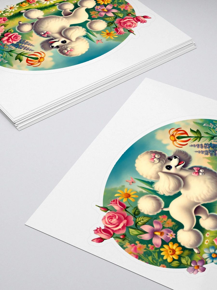 Whimsical Poodle in Flower Garden Stickers product image (12)