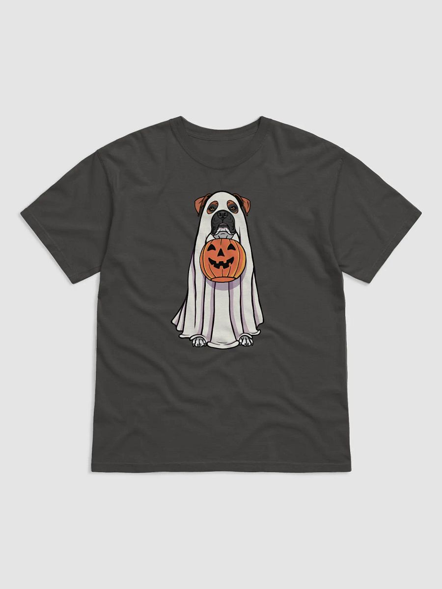 Funny Halloween Boxer Dog T-Shirt | Funny Boxer Wearing a Ghost Costume and Holding a Pumpkin Basket product image (18)
