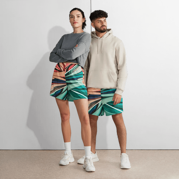 Abstract Geometric Athletic Long Shorts in Vibrant Colors (2XS-6XL) product image (2)