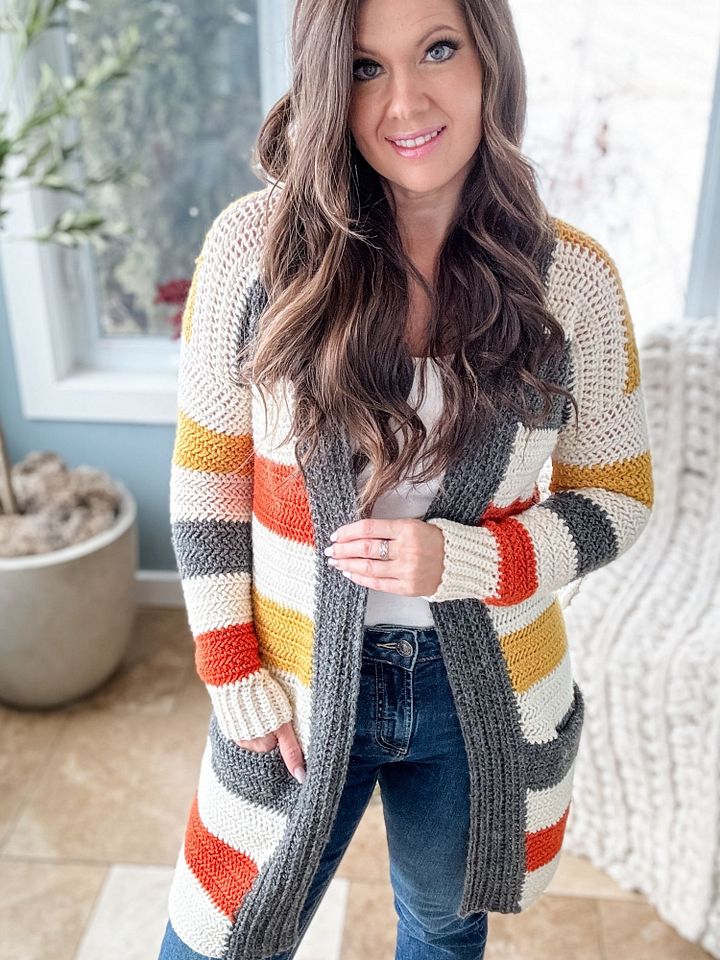 Everyday Striped Cardigan Crochet Pattern product image (1)