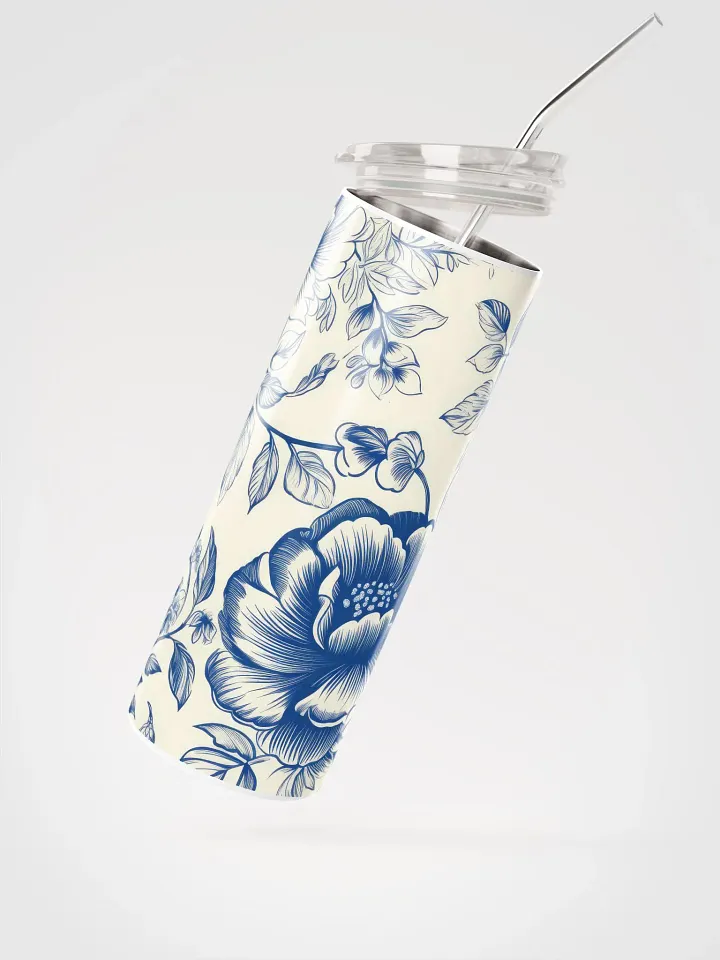 Embrace Tradition with Floral Elegance: Delfts Blue Stainless Steel Tumbler product image (2)