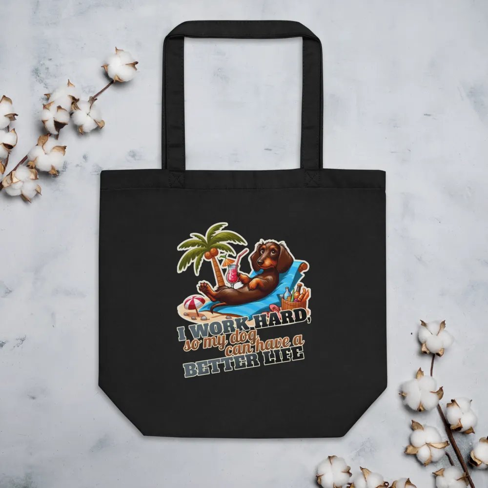 Work Hard – Dachshund Eco Tote Bag product image (5)