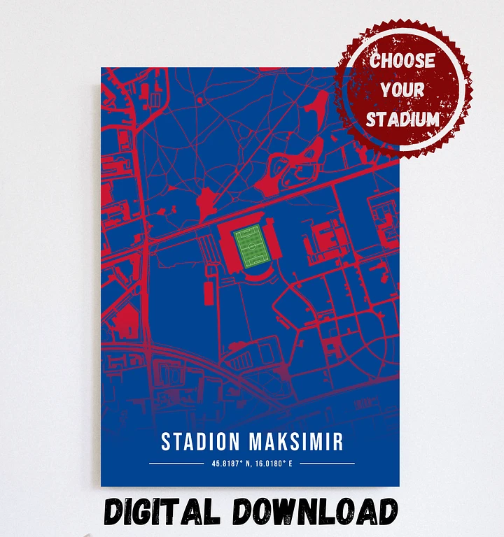 Stadion Maksimir Map Design Digital Download product image (1)