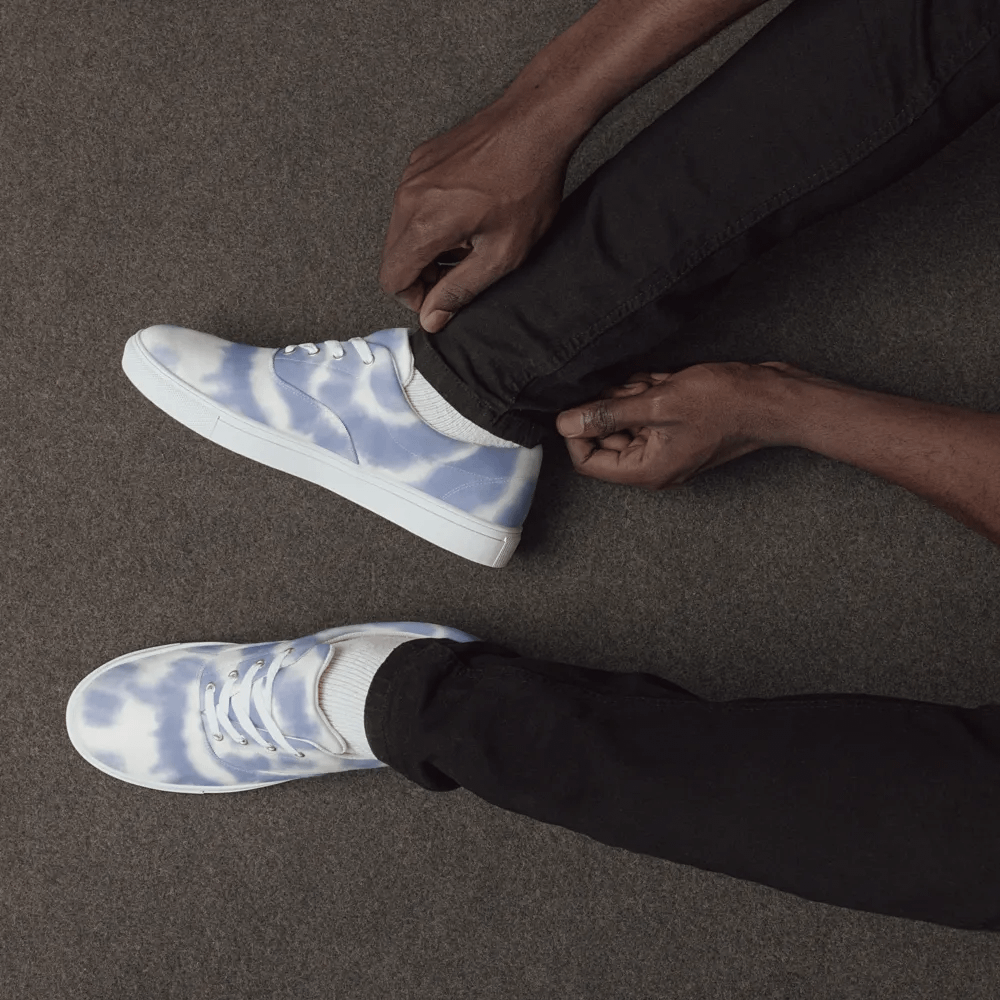 Ripple Blue Tie-Dye Men's Lace-Up Canvas Shoes product image (5)