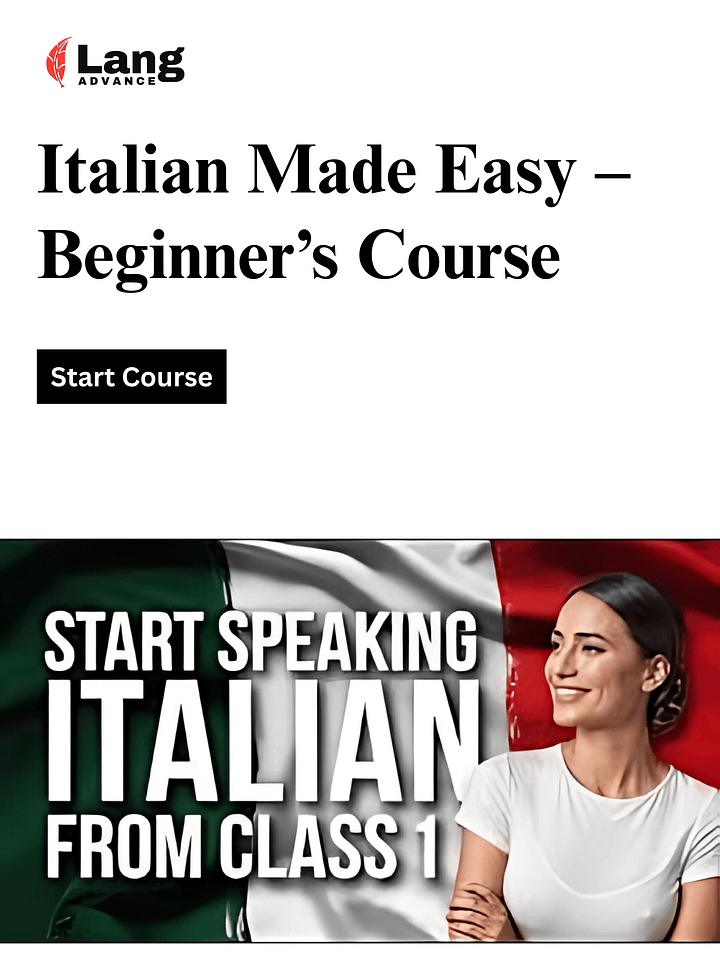 Italian For Beginners - Start Speaking Italian From Class 1 product image (1)