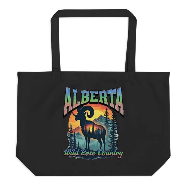 Alberta Wild Rose Country Rocky Mountain Bighorn Sheep Organic Tote Bag product image (1)