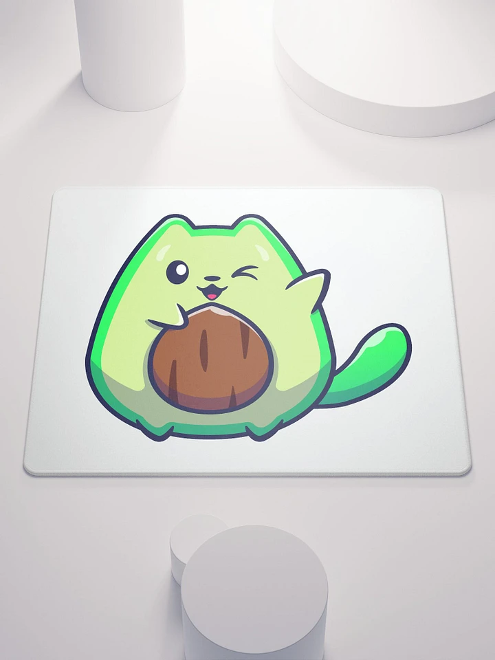 Winking Kawaii Avocado Cat Mousepad product image (1)