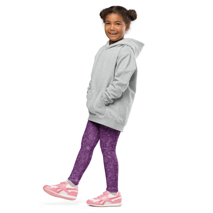 Dark Purple Floral Kid's and Toddler's Leggings product image (7)