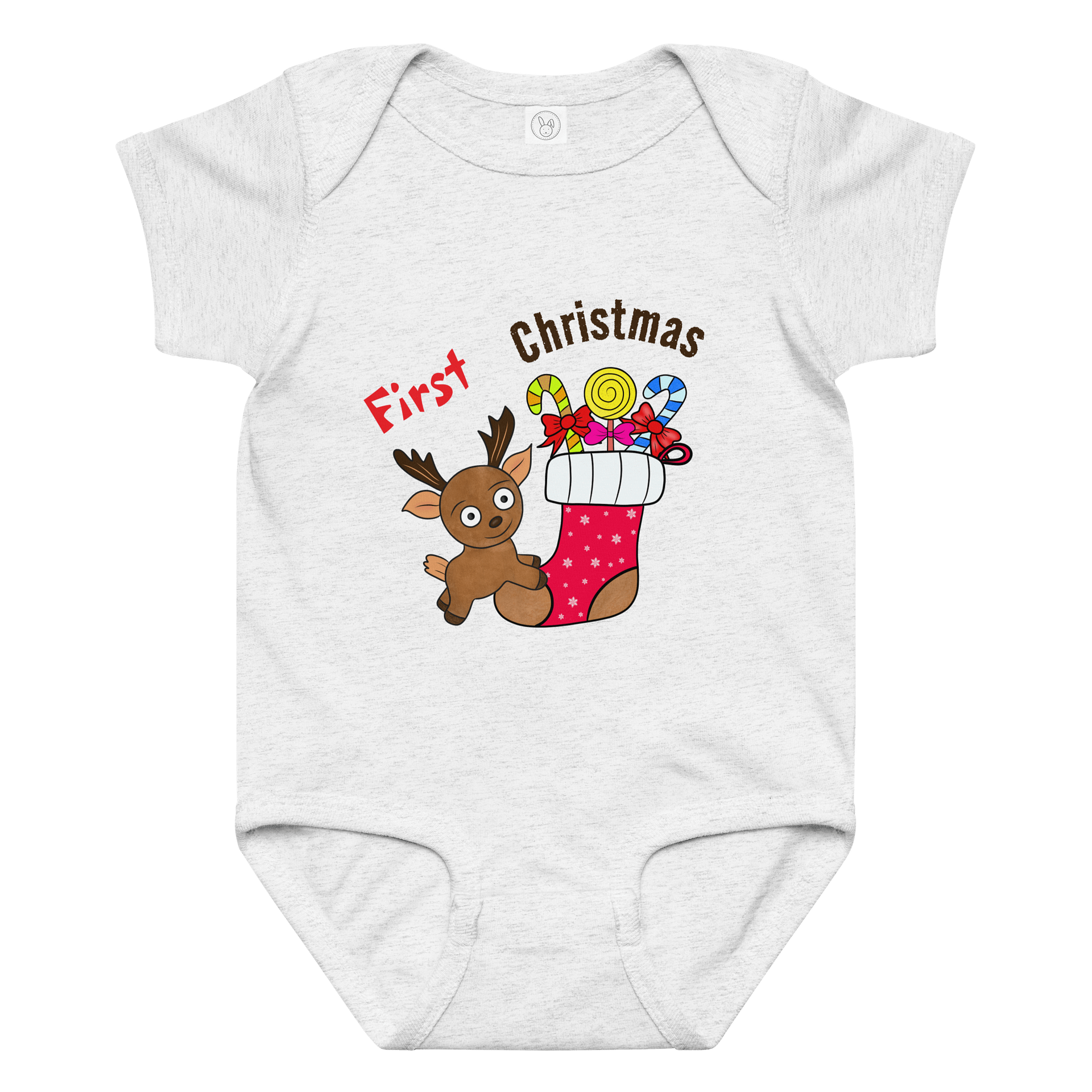 First Christmas Reindeer Baby Bodysuit product image (5)