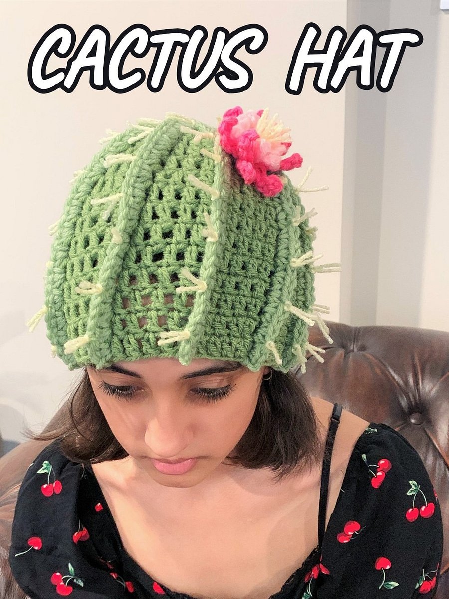 Crochet Cactus Hat Pattern, Baby Cactus Beanie, Newborn Succulent Hat Photo Prop, Cactus Flower Hat product image (4)