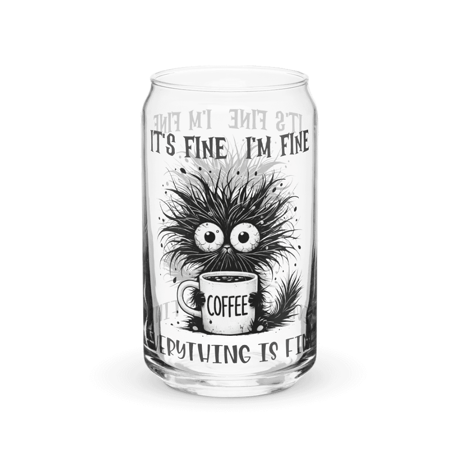 Whimsical Cat It's Fine I'm Fine Everything is Fine Can-Shaped Glass Set product image (1)
