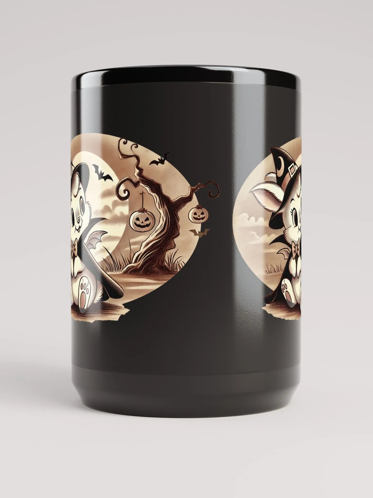 Vampire Bunny Halloween 15 oz Black Mug product image (5)