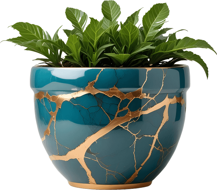 Kintsugi Elegance – Azure Renewal Planter PNG product image (1)