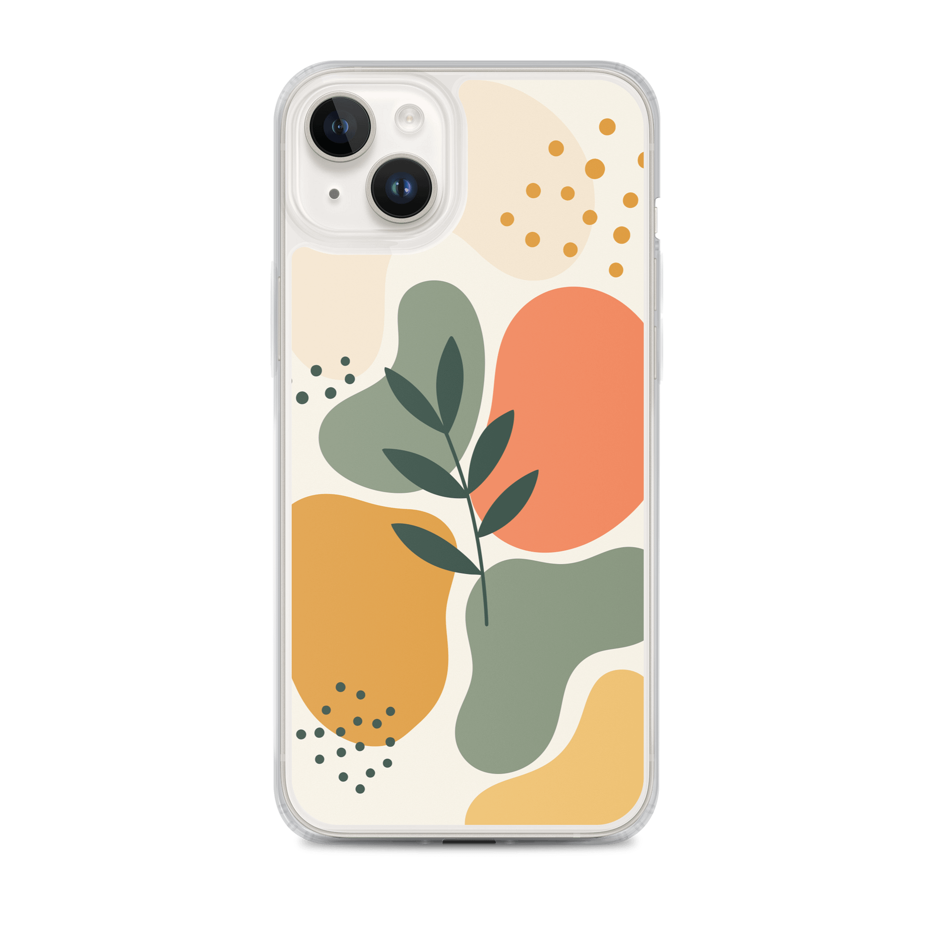 Smooth Contemporary Abstract Art Shapes in Coral, Mustard & Sage iPhone Clear Case product image (1)
