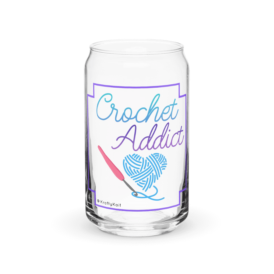 Can Shaped Crochet Addict Glass product image (1)