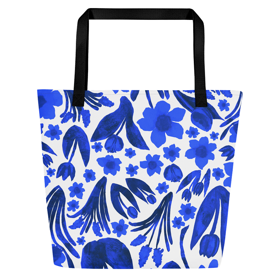 Spring Garden | Royal Blue Florals on White | Tote Bag by Monique Faella Designs™ product image (3)