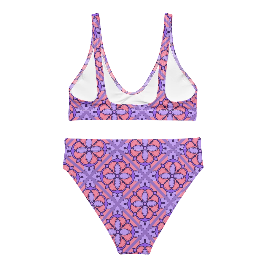 Peach and Lilac Symmetry Pattern High Waisted Bikini product image (6)