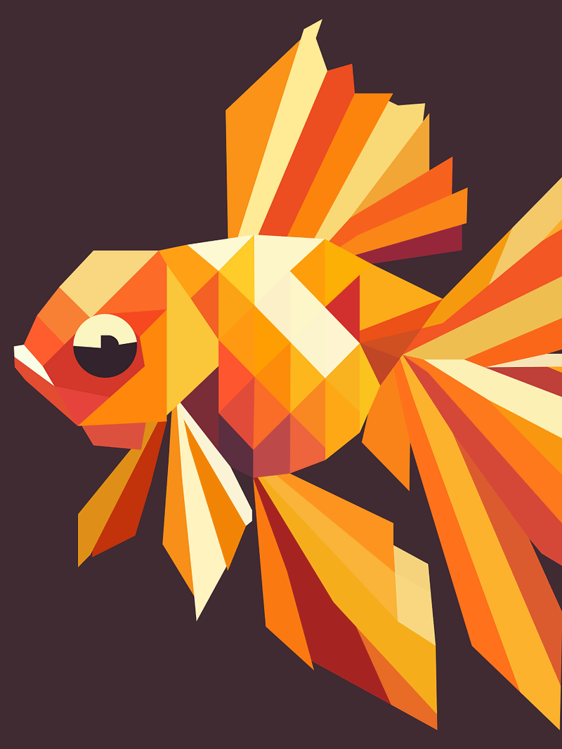 Free Geometric Goldfish PNG Art - Transparent Background, Low Poly Fish Illustration