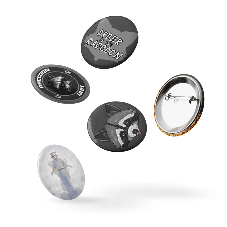 Larger Raccoon Button Pins product image (9)