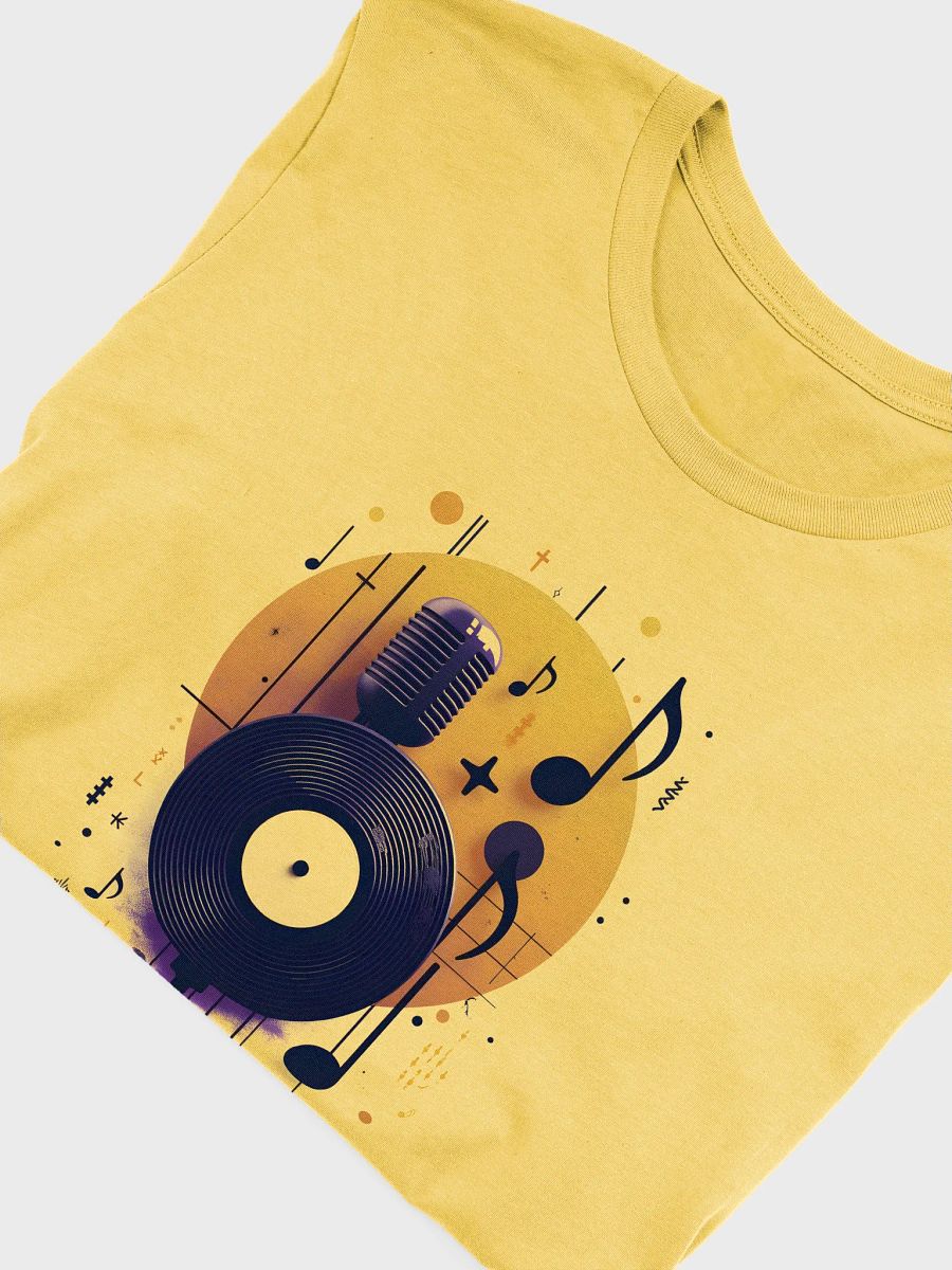 Retro Vibes Graphic Art, Microphone, Vinyl & Sound Waves, Music T-shirt Design product image (45)