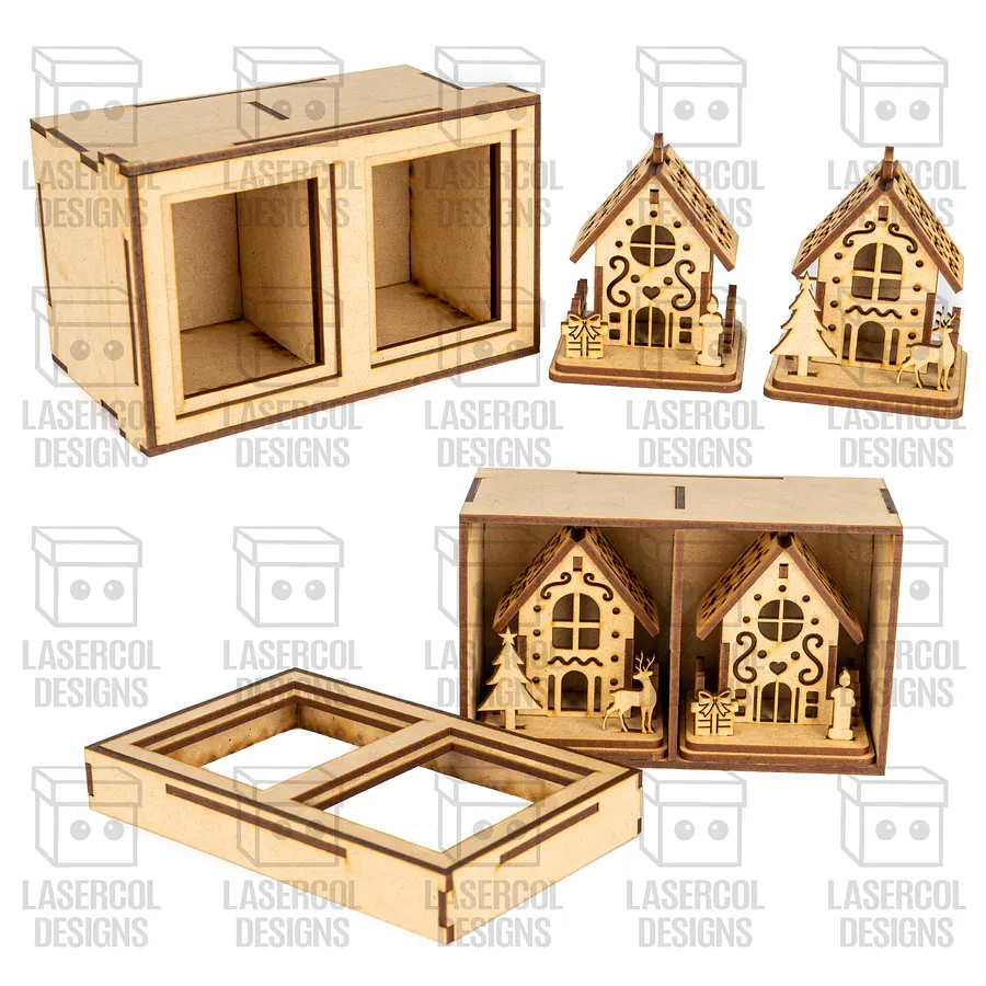 Christmas Houses Ornaments Boxes Bundle (Set 1-2) - Laser Cut Files product image (7)