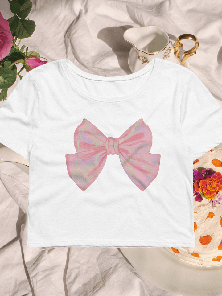 Pink Shiny Bow Baby Tee product image (1)