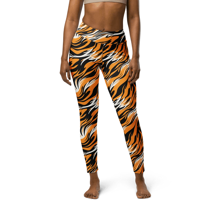 Fierce Flames Print Leggings - Bold Orange, Black & White Design product image (1)
