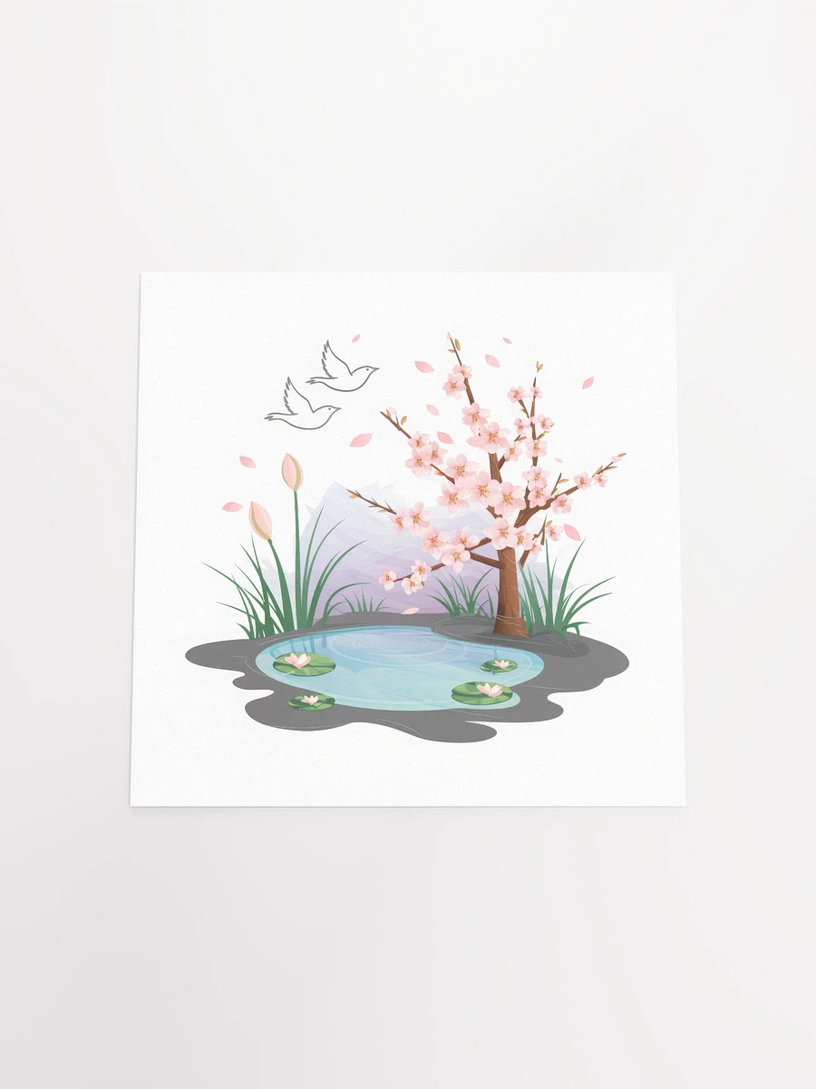 Cherry Blossom Pond Serenity Watercolor - Poster product image (4)