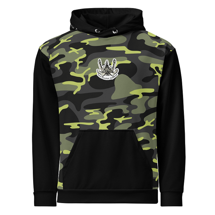 black & Green Camouflage Twin Anchor Logo Hoodie product image (1)
