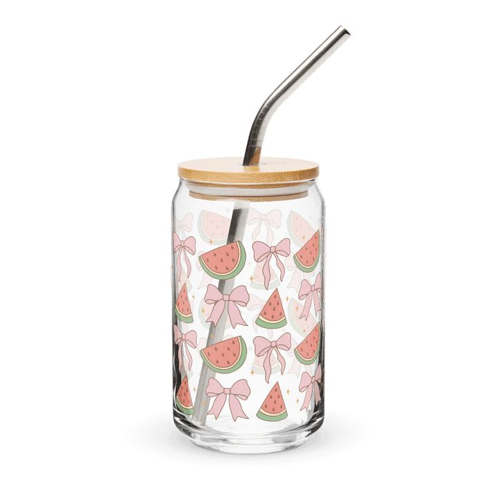 Bows & Watermelons Coquette Can-Shaped Glass (16oz) product image (1)