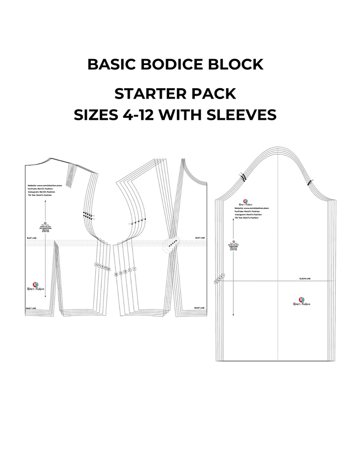 Bodice Block Sewing Pattern Starter Pack PDF (UK Sizes 4-12) product image (1)