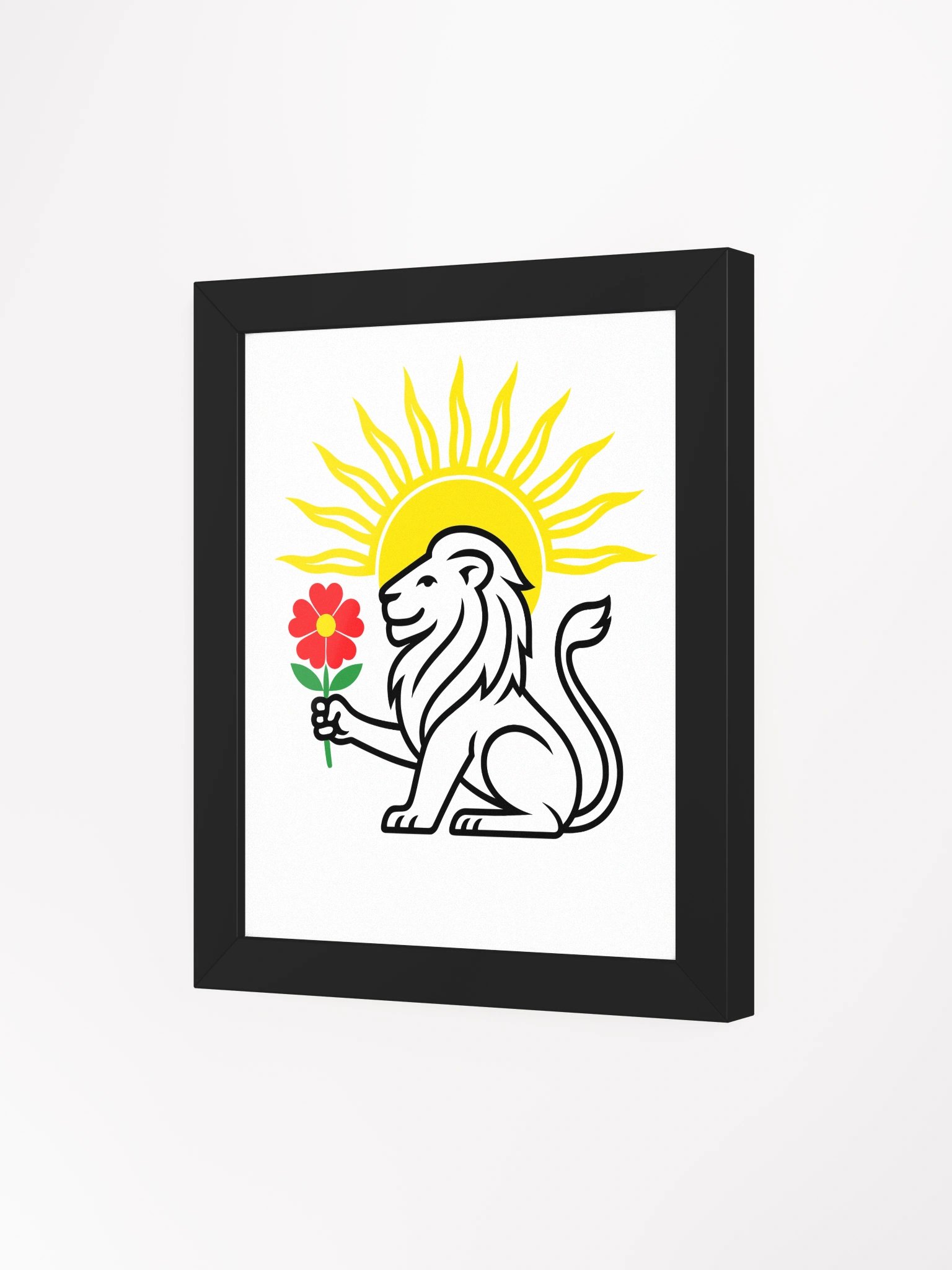 Lion (Black Outline) White Framed Poster - MWC product image (3)