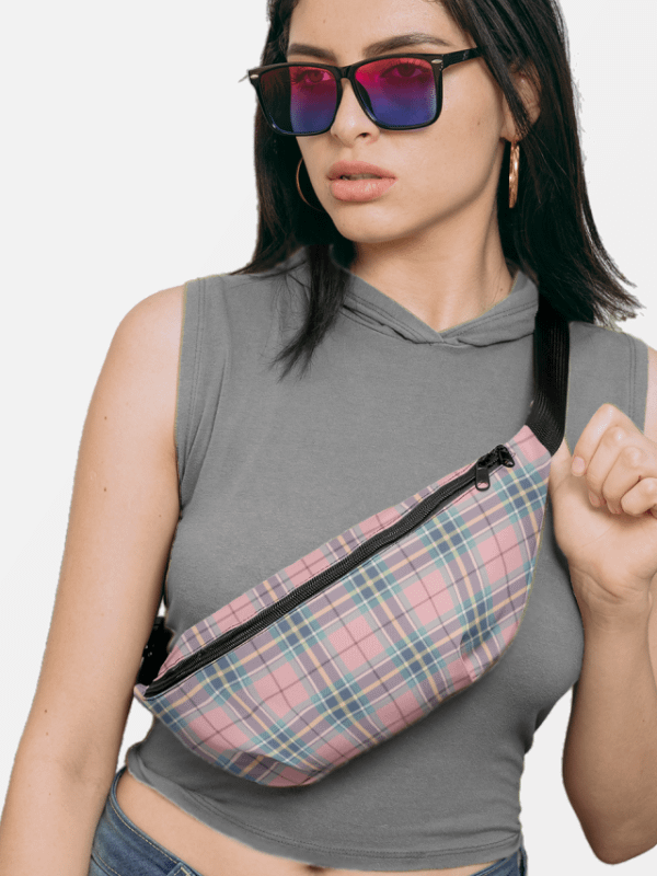 Pastel Pink, Mint Green, and Yellow Plaid Fanny Pack product image (1)