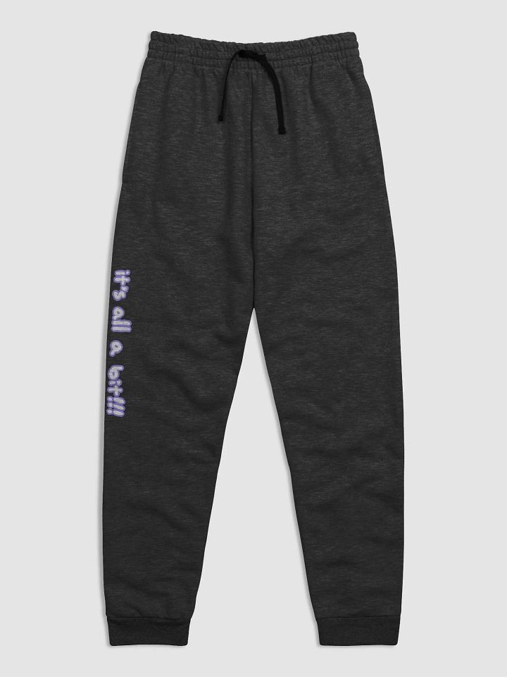 “It’s all a bit!!!” (long lined design, #9081ED) unisex joggers product image (1)